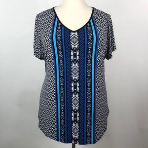 Avenue Geometric Print Criss-Cross Back Top 22/24